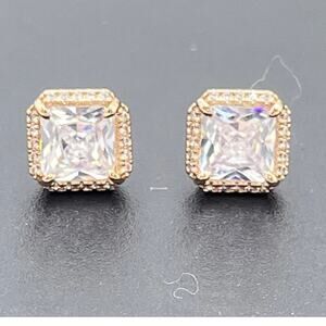 Kate spade‎ Save The Date Pave Princess Cut Bling shiny Rose Gold Stud Earrings